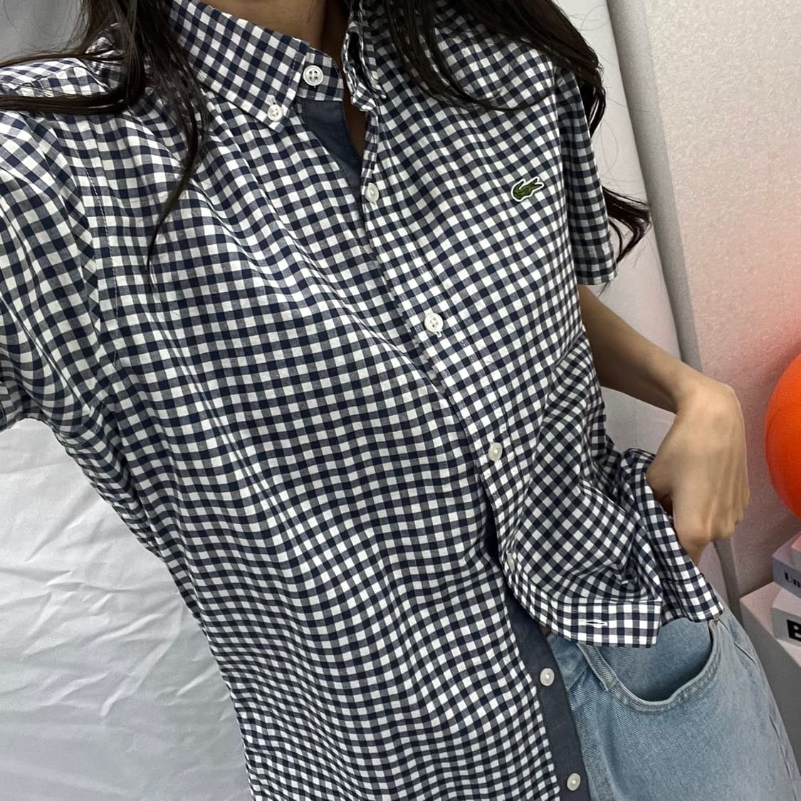 (40)라코스테 체크 반팔셔츠-M479 상품이미지7