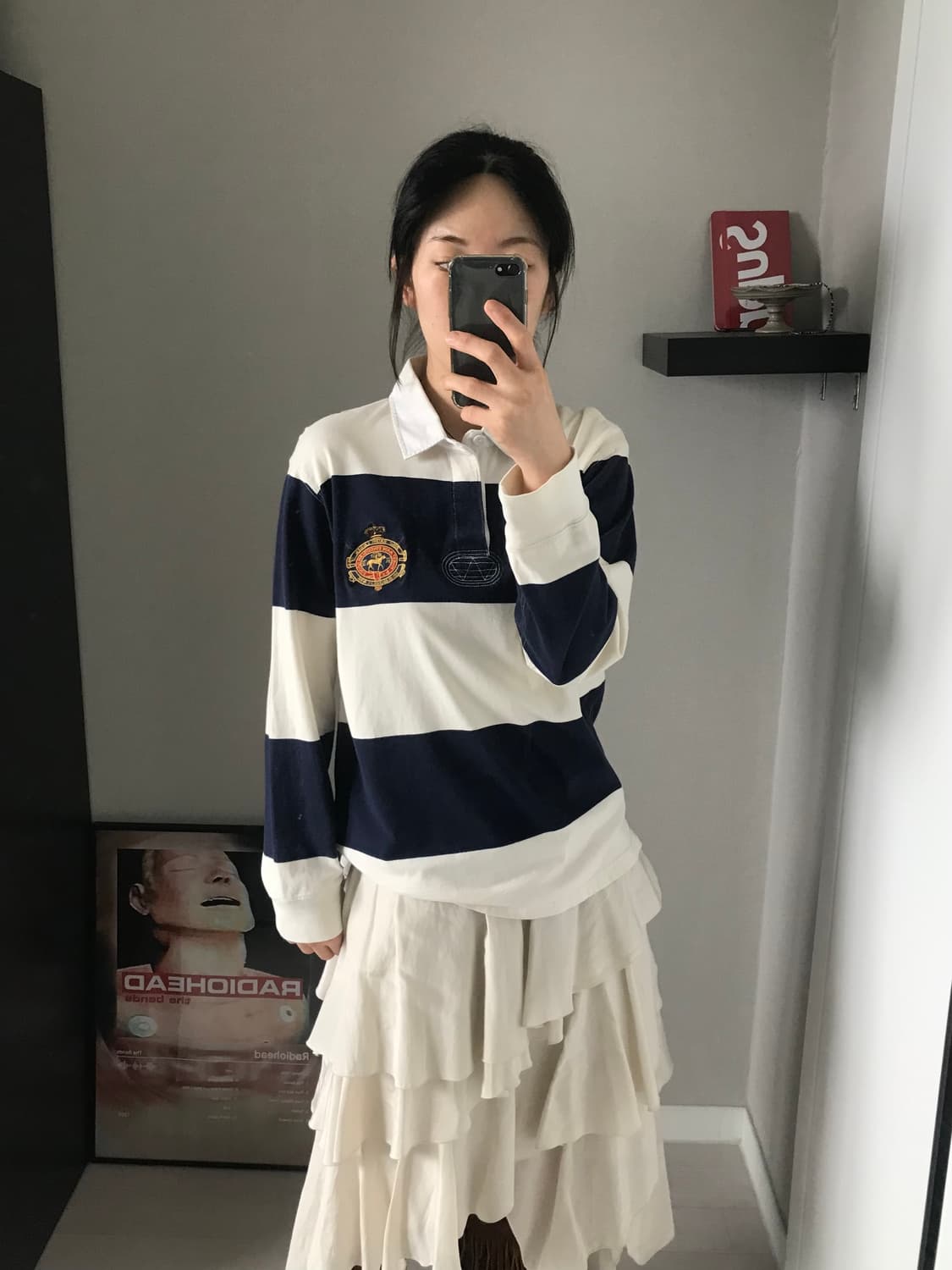 폴로 랄프로렌 클럽 로고 단가라 긴팔 럭비티 상품이미지3