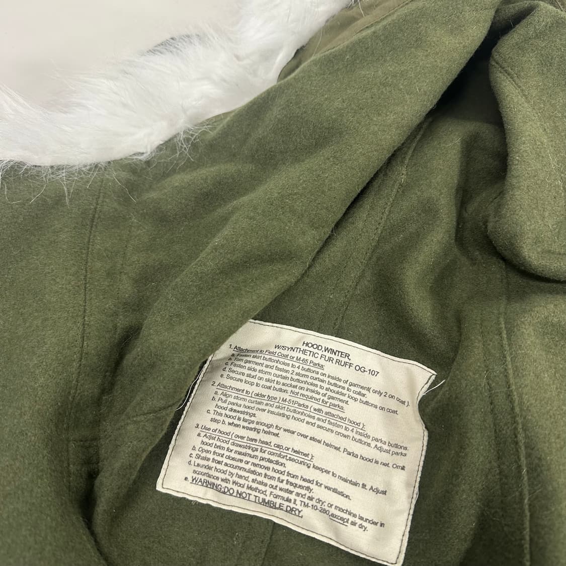 OS 밀리터리 미군 피쉬테일 복각털후드 상품이미지5