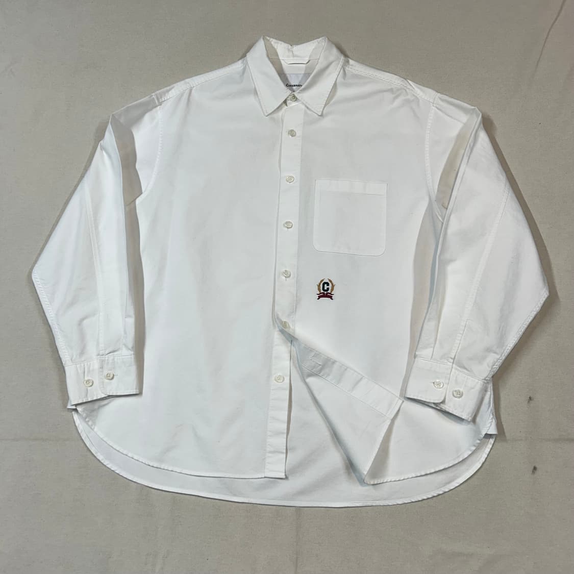 M) 커버낫 프레피 C로고 오버핏 옥스포드 셔츠 화이트 상품이미지1