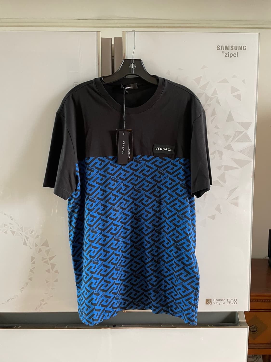 베르사체 모노그램 블루 블랙 반팔티셔츠 정품 신품 상품이미지1