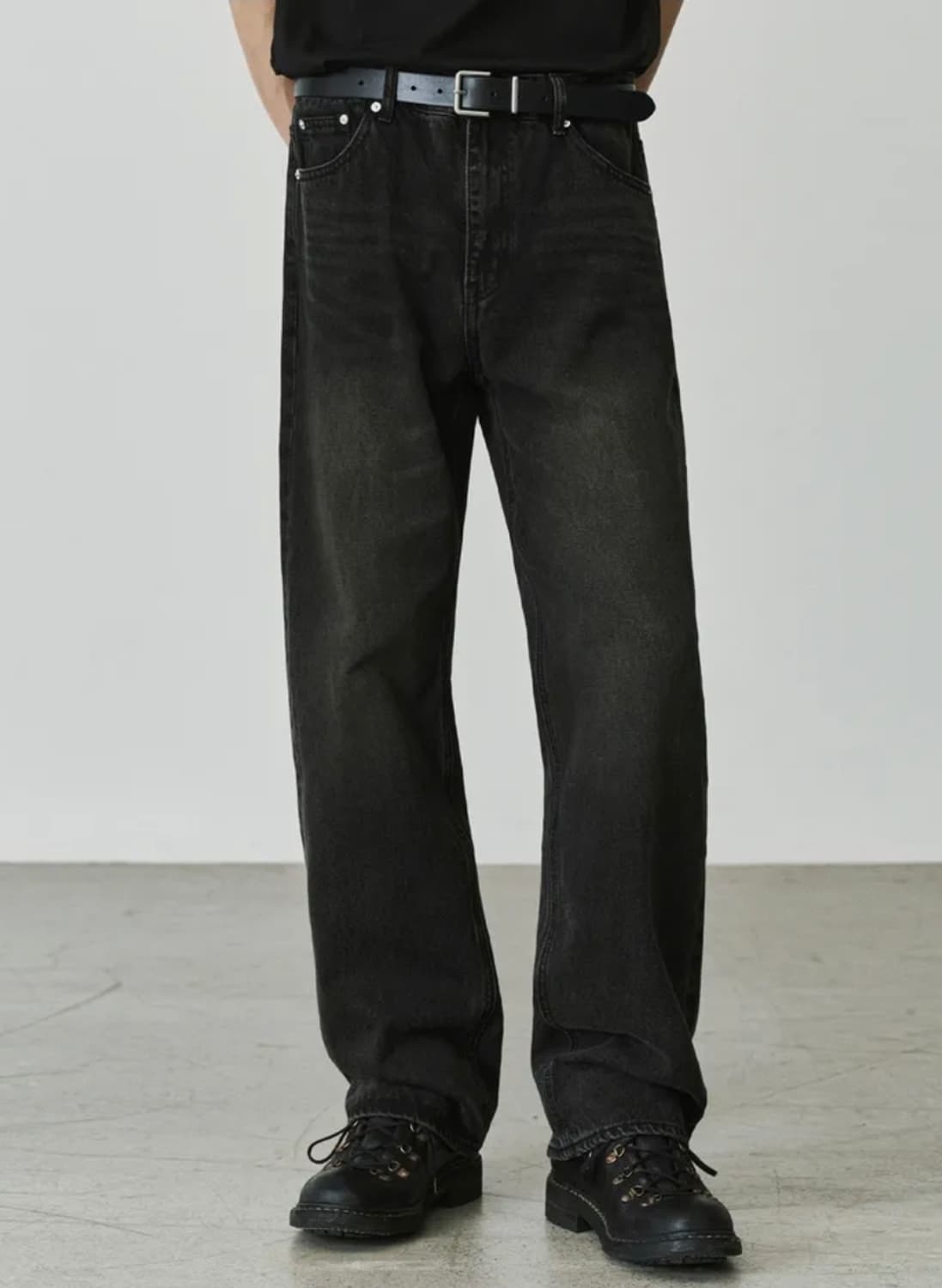 WIDE DENIM PANTS - BLACK 상품이미지1