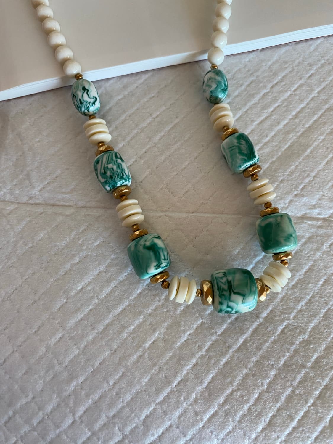 빈티지 마블 패턴 비즈 롱 목걸이 상품이미지4