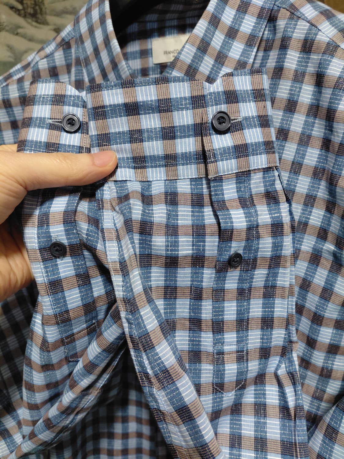 [프랑코페라로]여름용 면,마 혼방 체크셔츠 105사이즈 상품이미지9