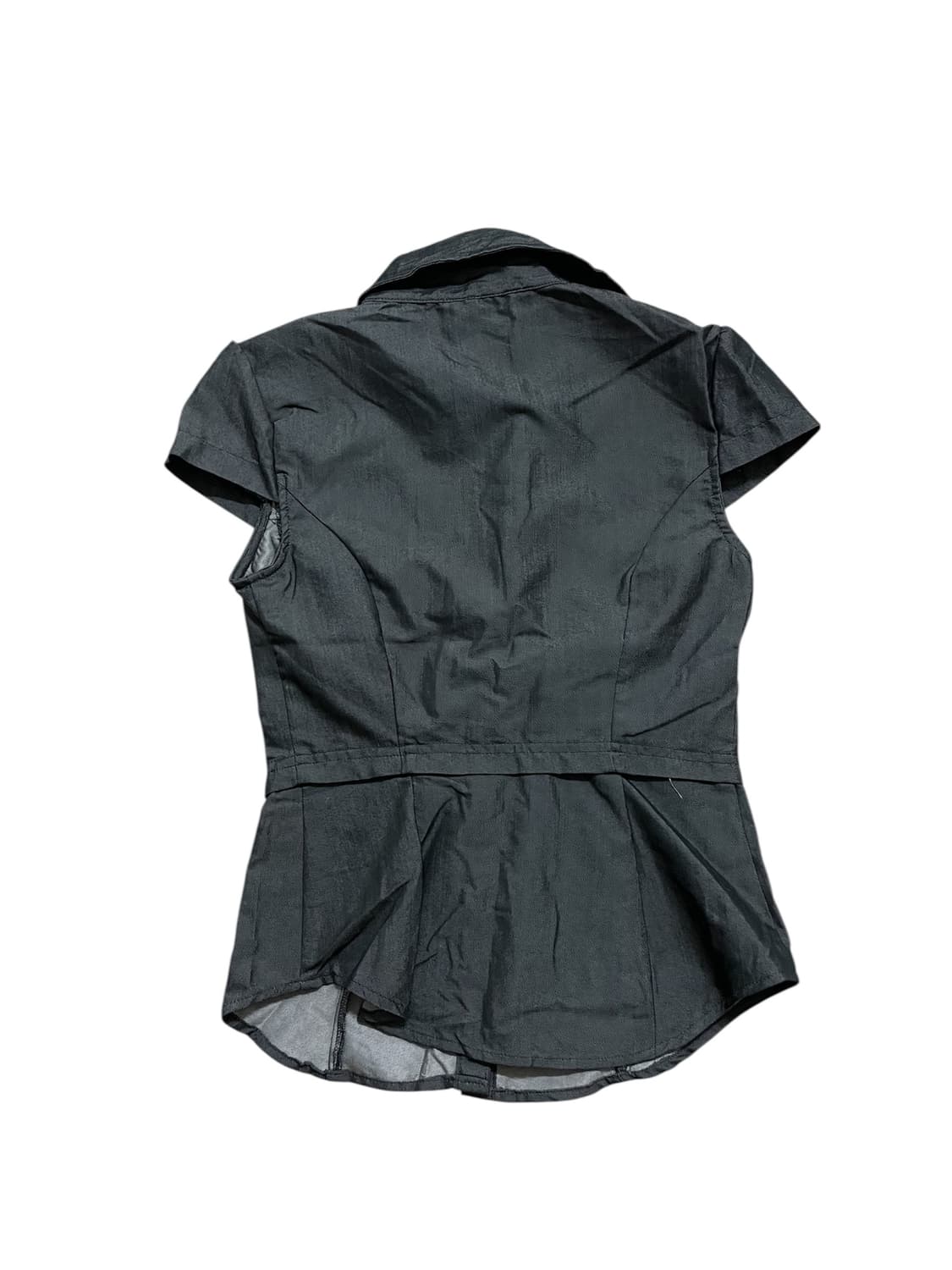 빈티지 셔링 포켓 슬림핏 레이어드 블라우스 오네갸루로걀탑베메클핀터깔00s 상품이미지6