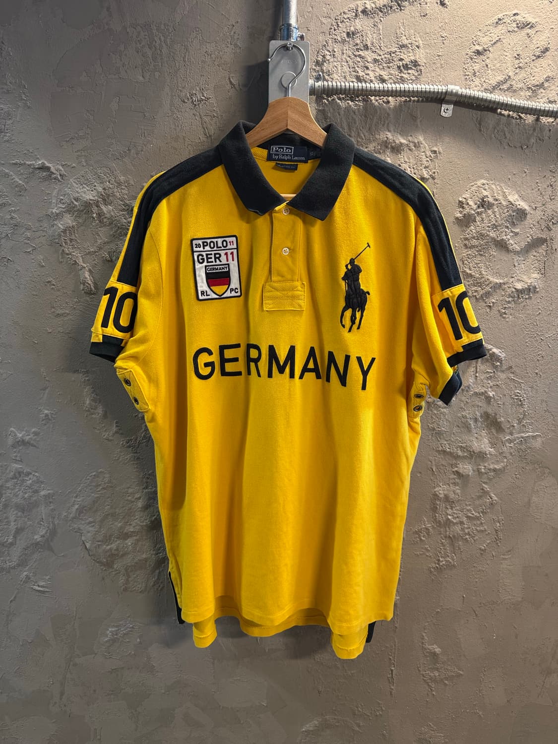 M 폴로랄프로렌 POLO  빅포니 독일 GER 패치 럭비 폴로 셔츠 옐로 상품이미지1