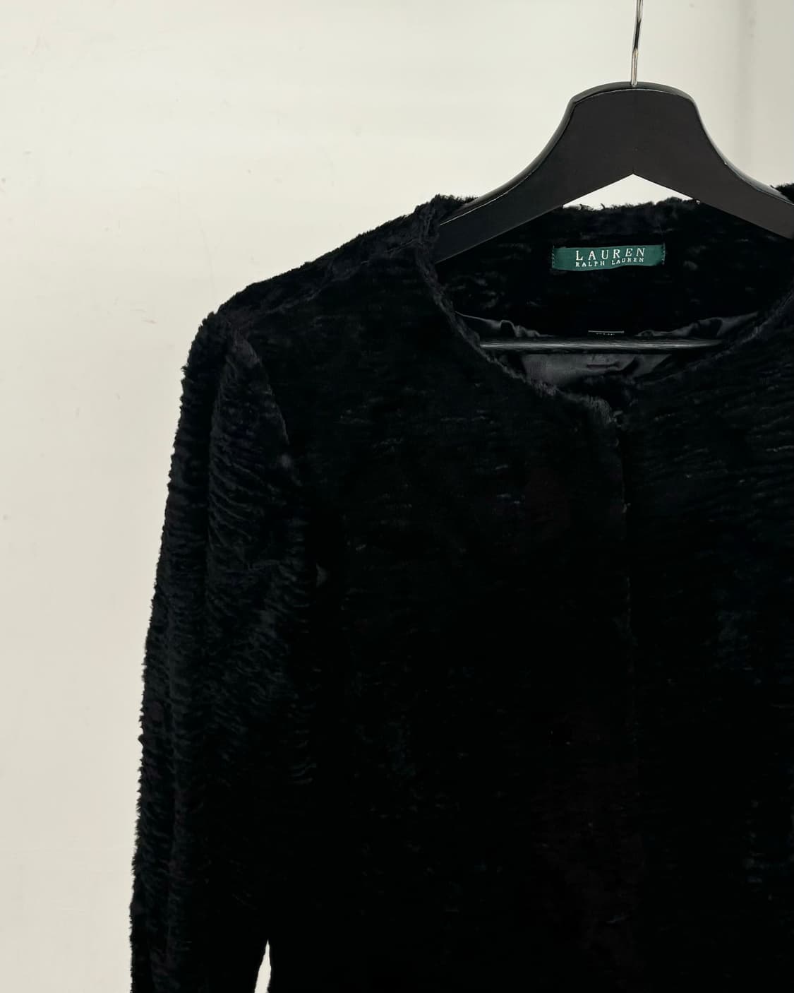 랄프 로렌 블랙 인조 페르시안 램 퍼 칼라리스 롱 원피스 상품이미지3