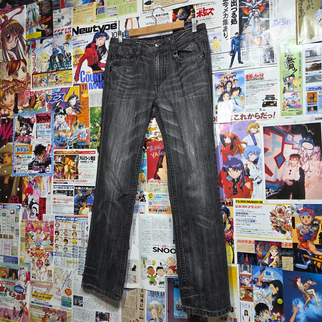 빈티지 스터드 워싱 그레이 데님 팬츠 상품이미지2