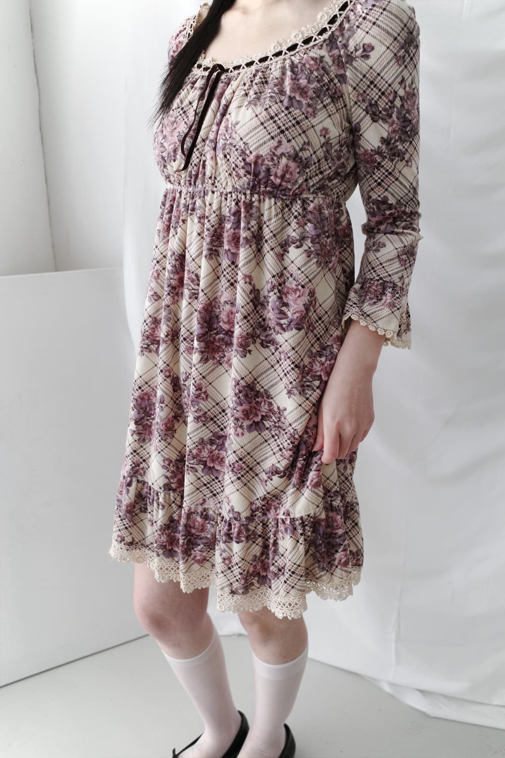 check flower one-piece 상품이미지8