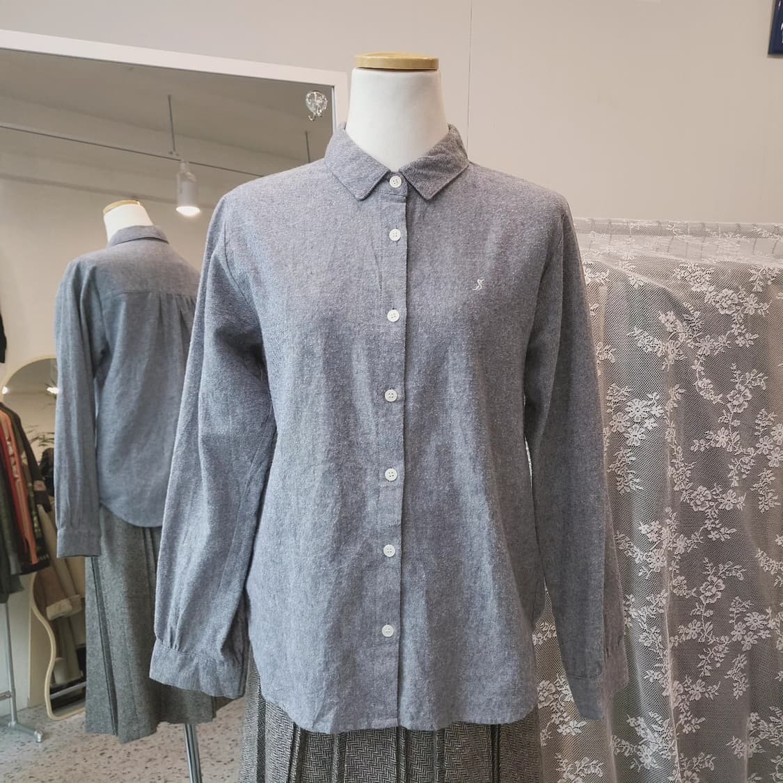 사만사모스2 플란넬 연청 블라우스 상품이미지6