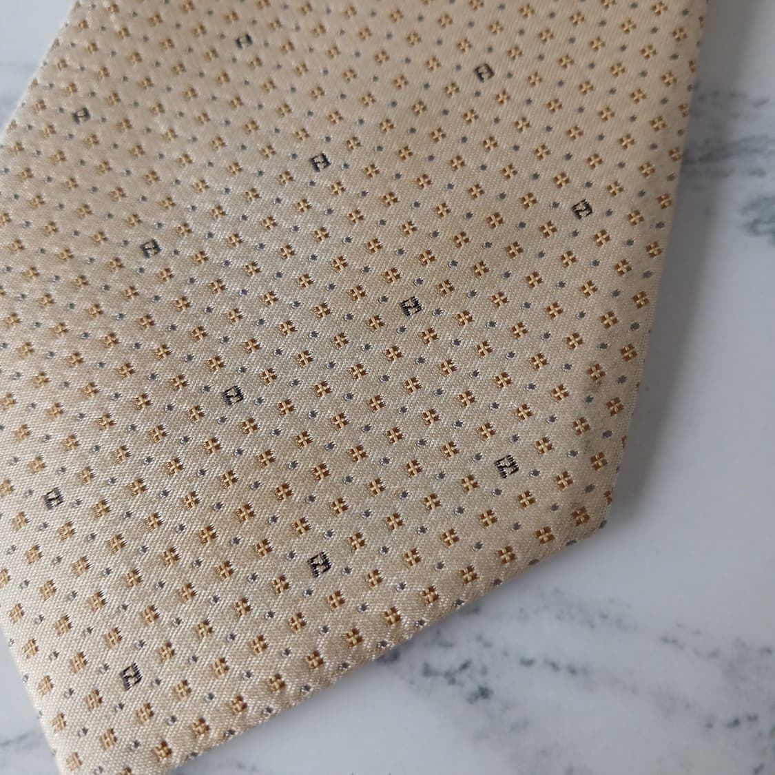 펜디 실크 베이지 주카 패턴 넥타이 8.2cm B등급 E868 상품이미지7