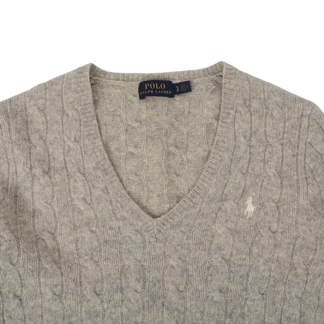 폴로 랄프로렌 그레이 울 캐시미어 케이블 브이넥 니트 상품이미지2