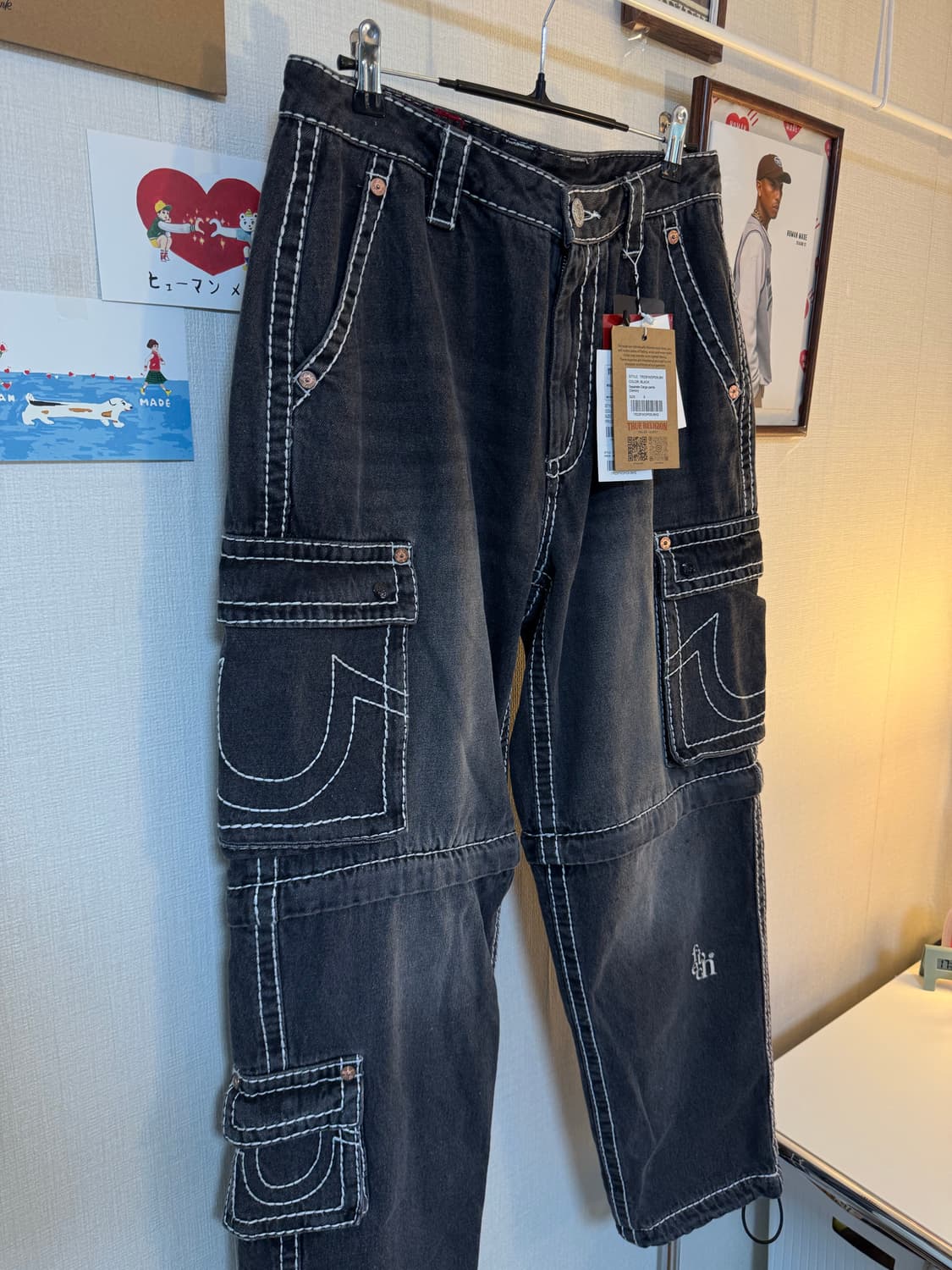 (새상품) 트루릴리젼 x 페치 데님 세퍼레이트 카고 팬츠 블랙 s 상품이미지2