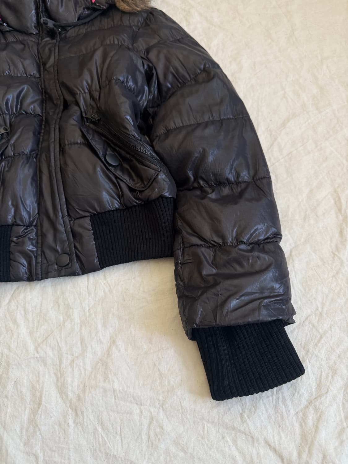 잉그니 블랙 갸루 펑크 y2k 세미크롭 패딩  상품이미지3