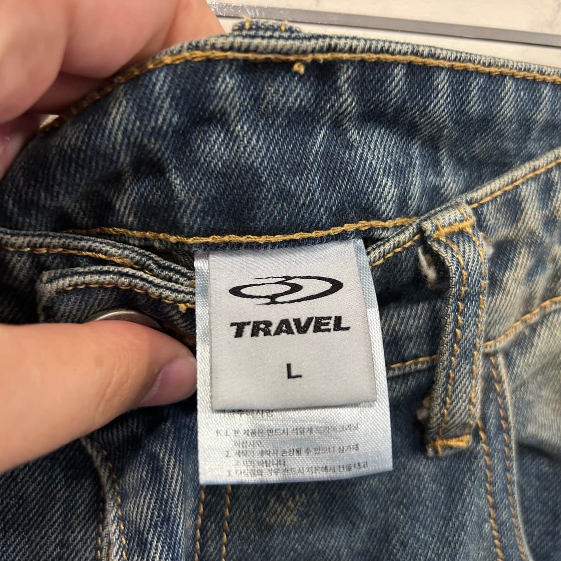 트래블 워크샵 와이드핏 절개 샌드워싱 데님팬츠 상품이미지3
