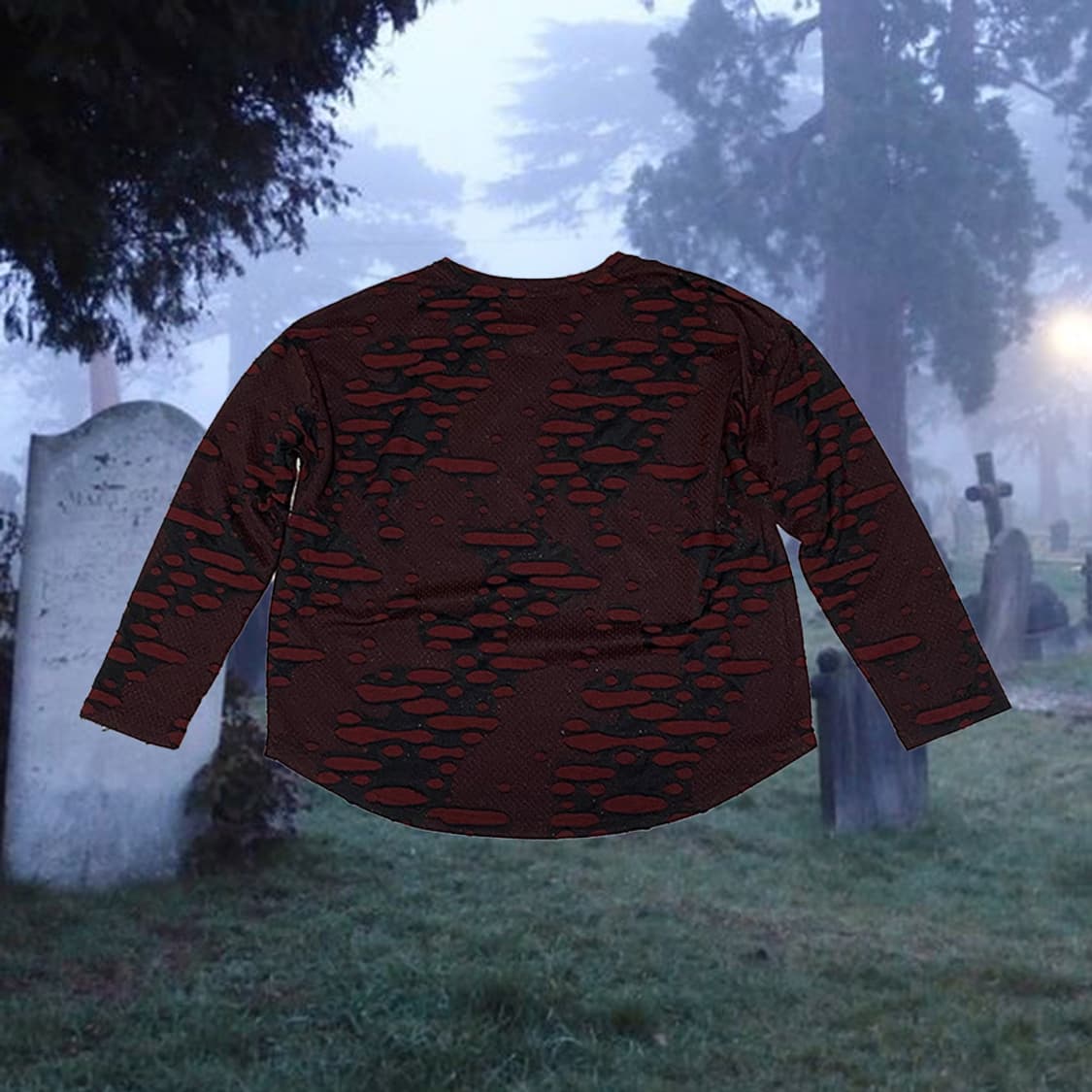 Egoist 버건디 그물 긴팔티 상품이미지3