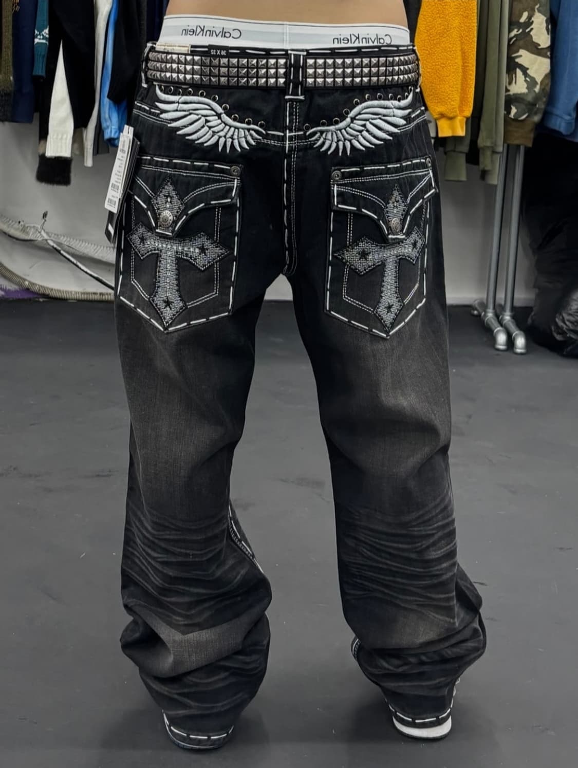 펑크 스터드 디테일 데님팬츠 상품이미지4