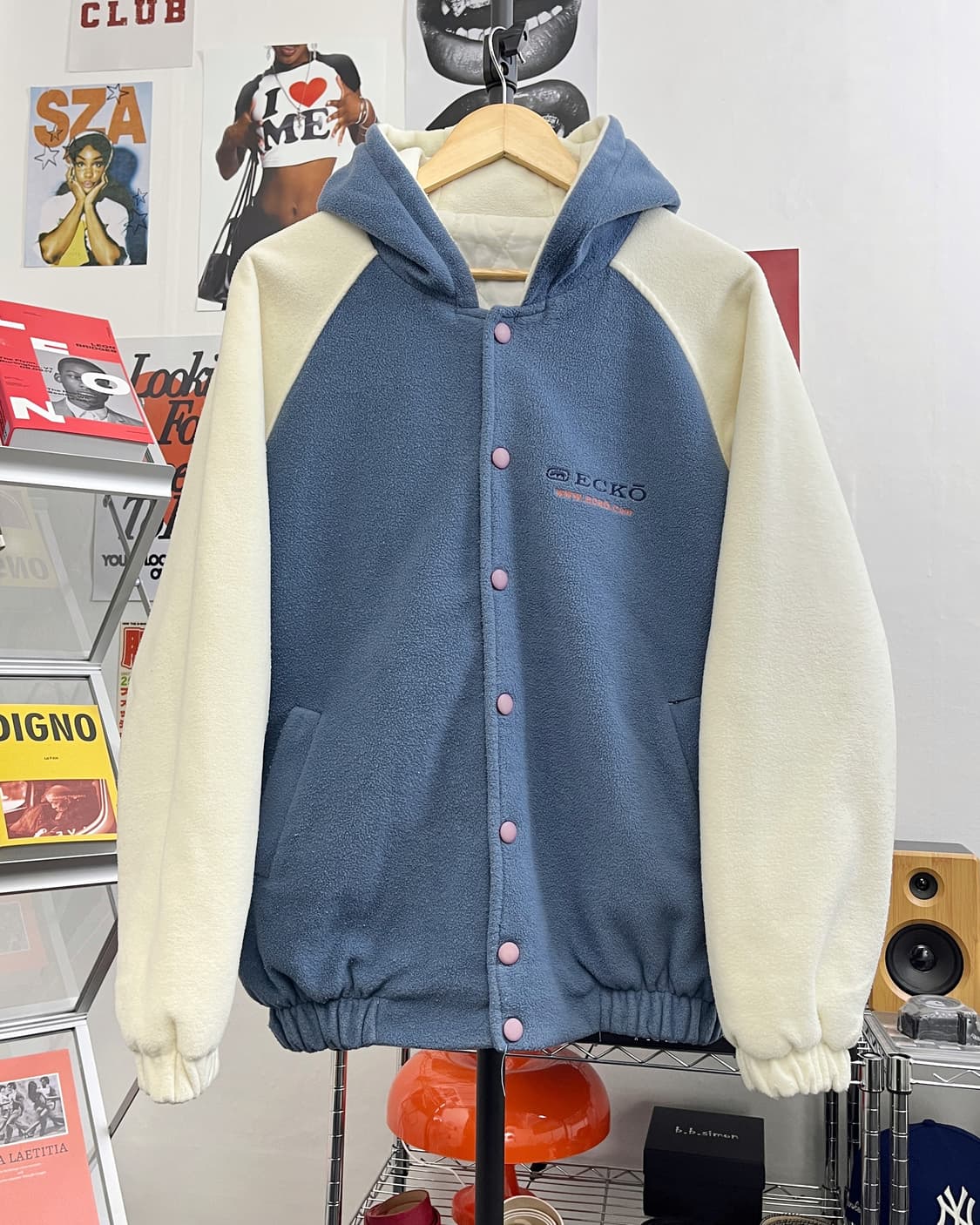 에코 00s 배색 후리스 퀼팅 점퍼 상품이미지5