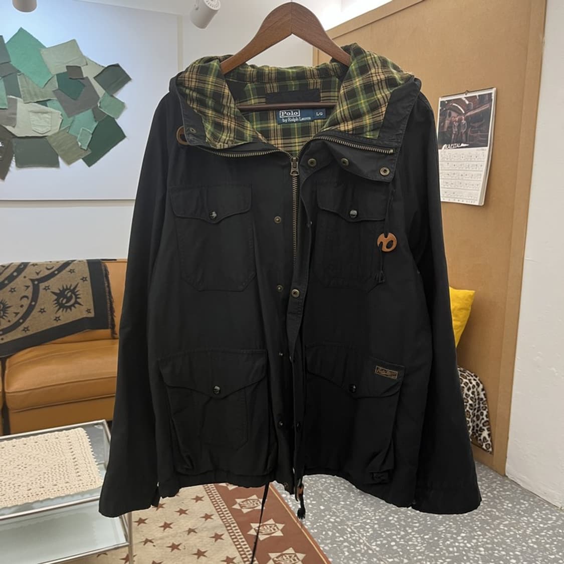 폴로 랄프로렌 빈티지 사파리 트러커 타탄체크 야상 자켓 L C10359 상품이미지3