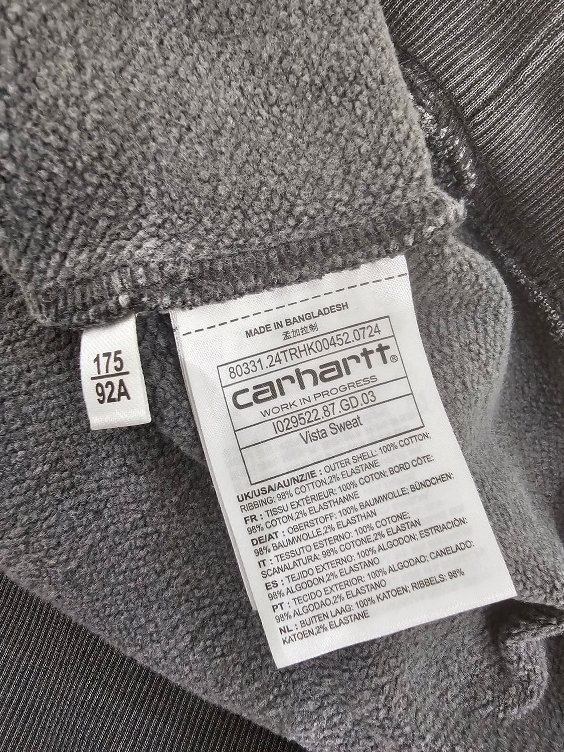 [M] 칼하트 WIP(Carhartt WIP) 비스타 워싱 스웨트셔츠 맨 상품이미지5
