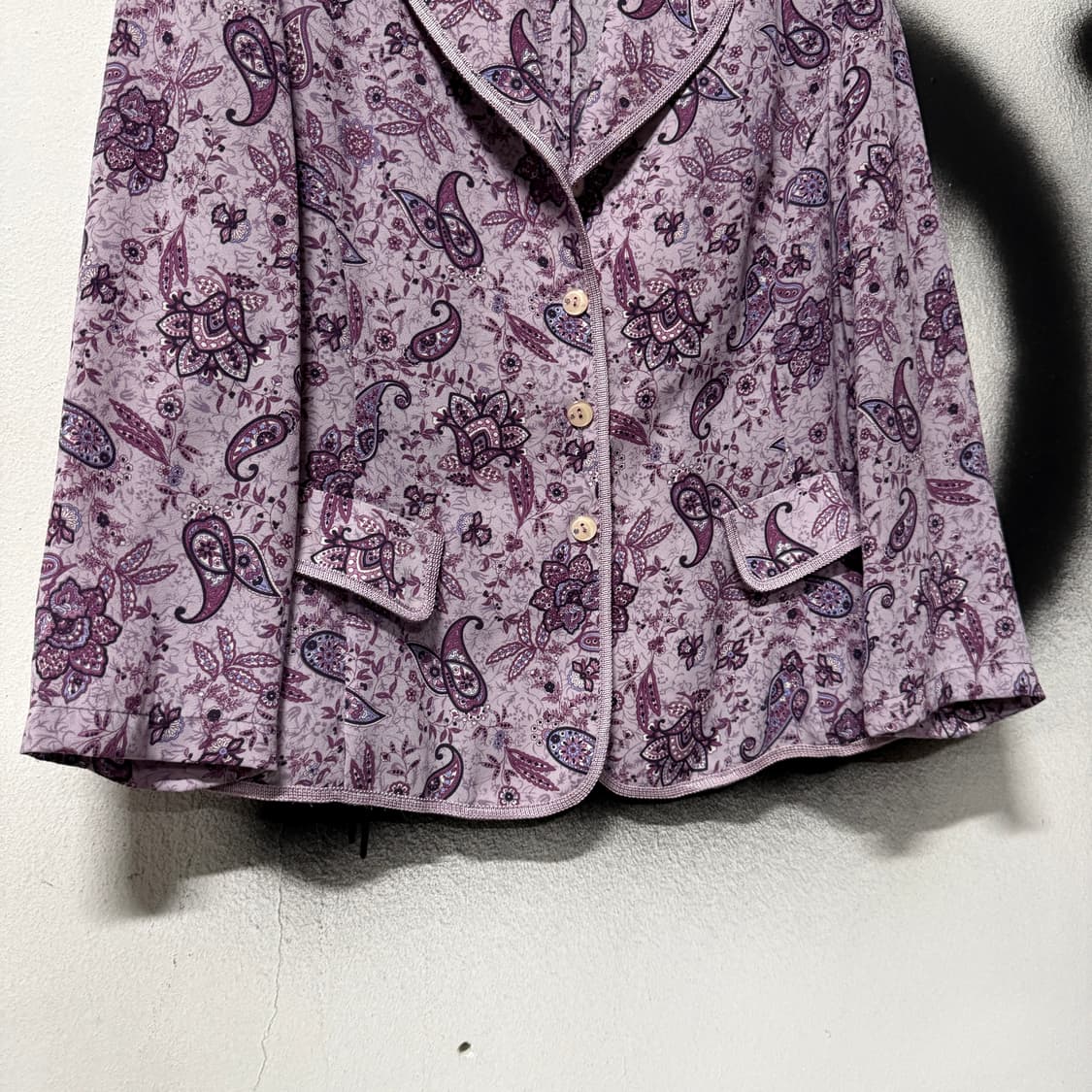 VTG 빈티지 연보라 페이즐리 패턴 카라 자켓 상품이미지4