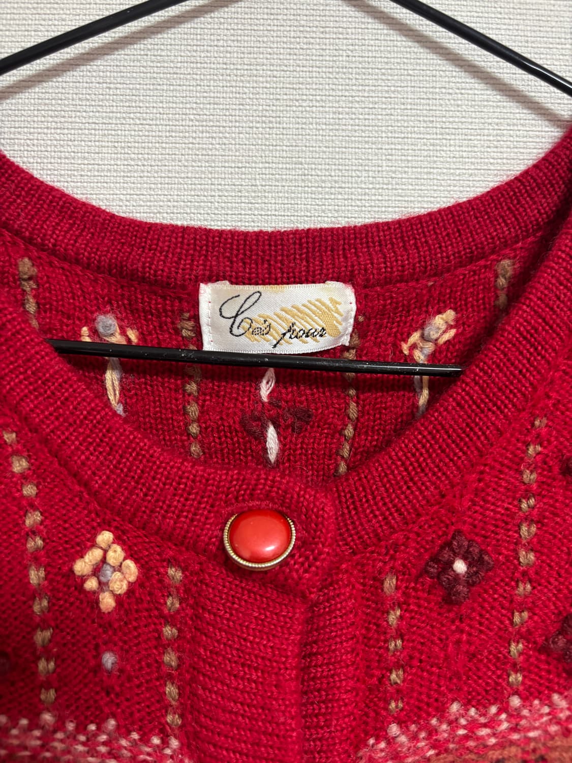 빈티지 꽃 자수 노르딕 니트 가디건 모리걸 히피 하구미 상품이미지4