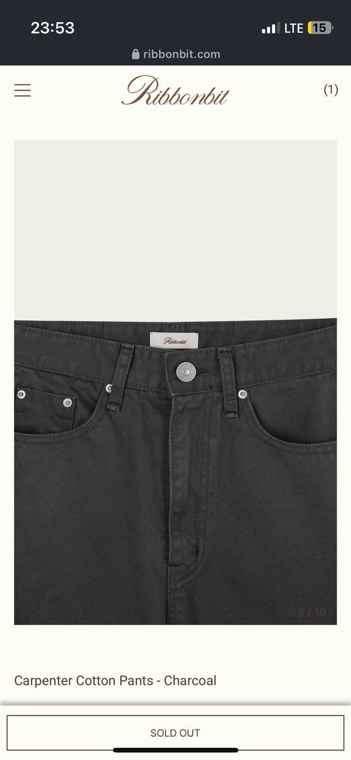 리본빛 카펜터 코튼 퍈츠 차콜 M 상품이미지3