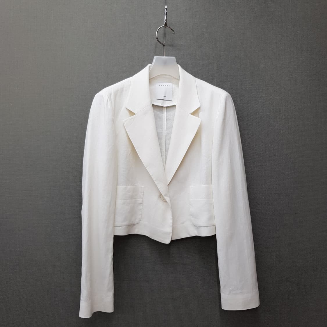 산드로 2021 린넨 크롭 원버튼 자켓 S사이즈 상품이미지2