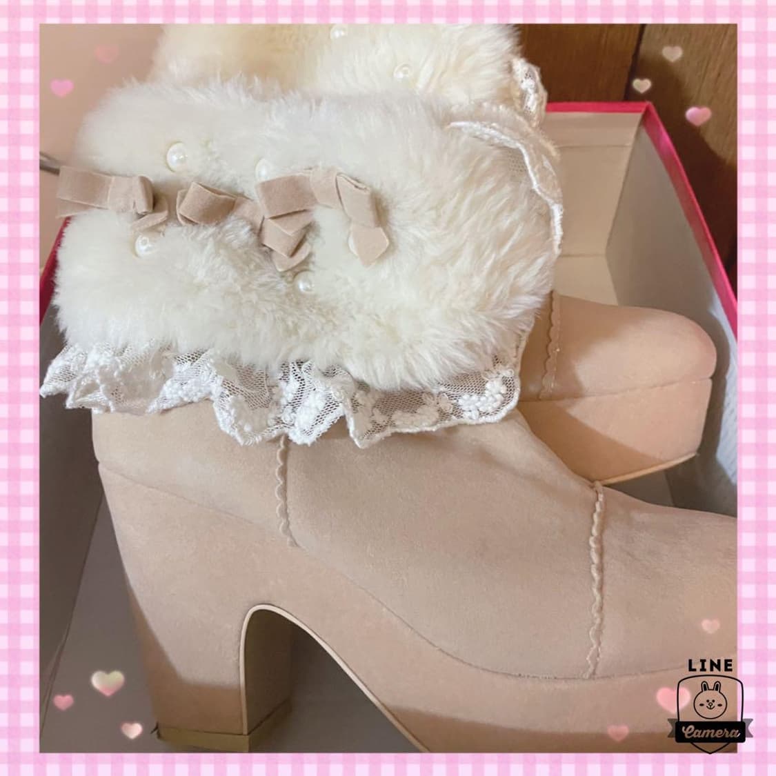 리즈리사 퍼 부츠 힐 라떼갸루 히메갸루 어그 아가일 큐롯 롱부츠 상품이미지1