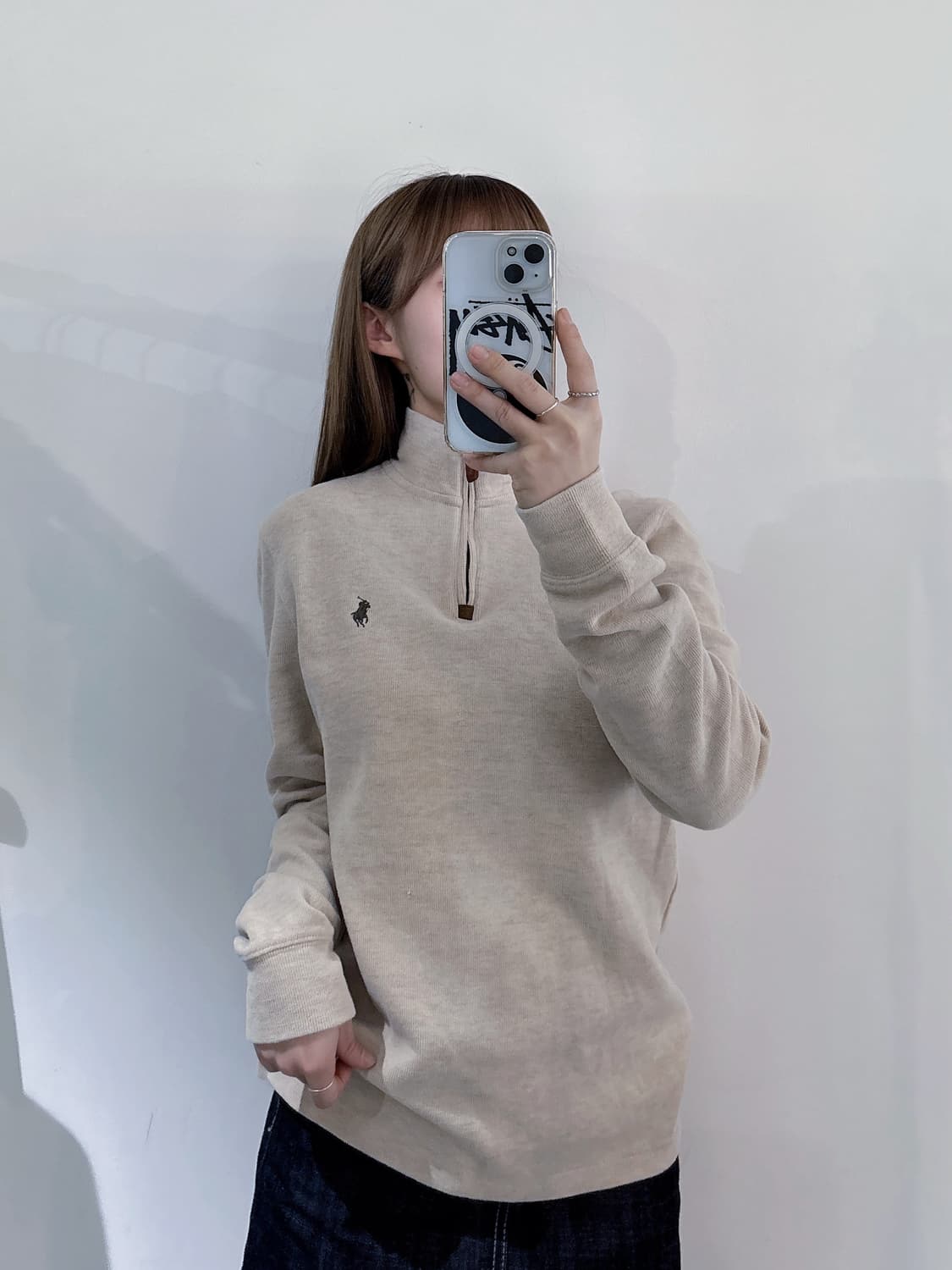 폴로랄프로렌 브라운포니 베이지 반집업 니트 상품이미지2