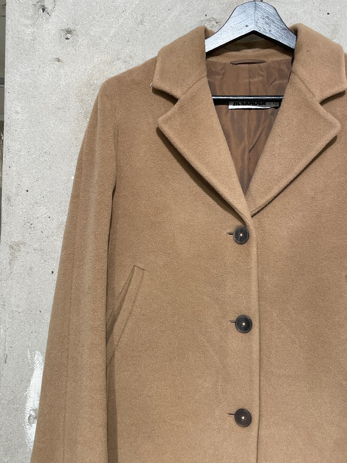 질샌더 베이지 울 앙고라 카멜 하프 코트 상품이미지2