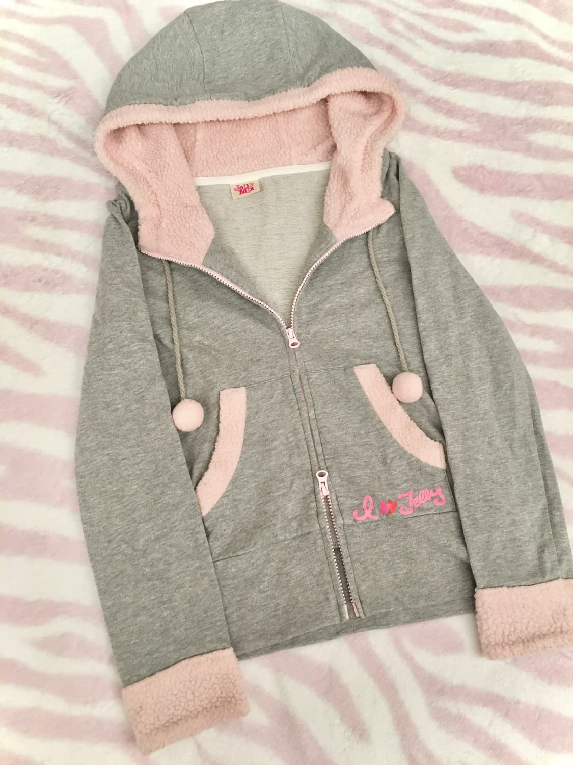 회핑 미니폼폼이 투웨이 뽀글이 퍼 후드집업 히메갸루 조지후쿠 상품이미지2