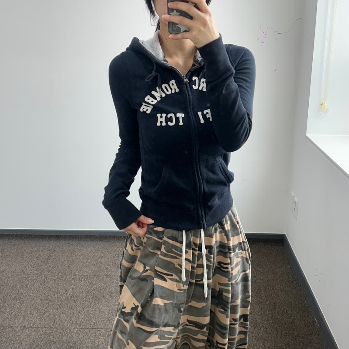 Abercrombie 아베크롬비 스펠아웃로고 네이비 후드집업  상품이미지2