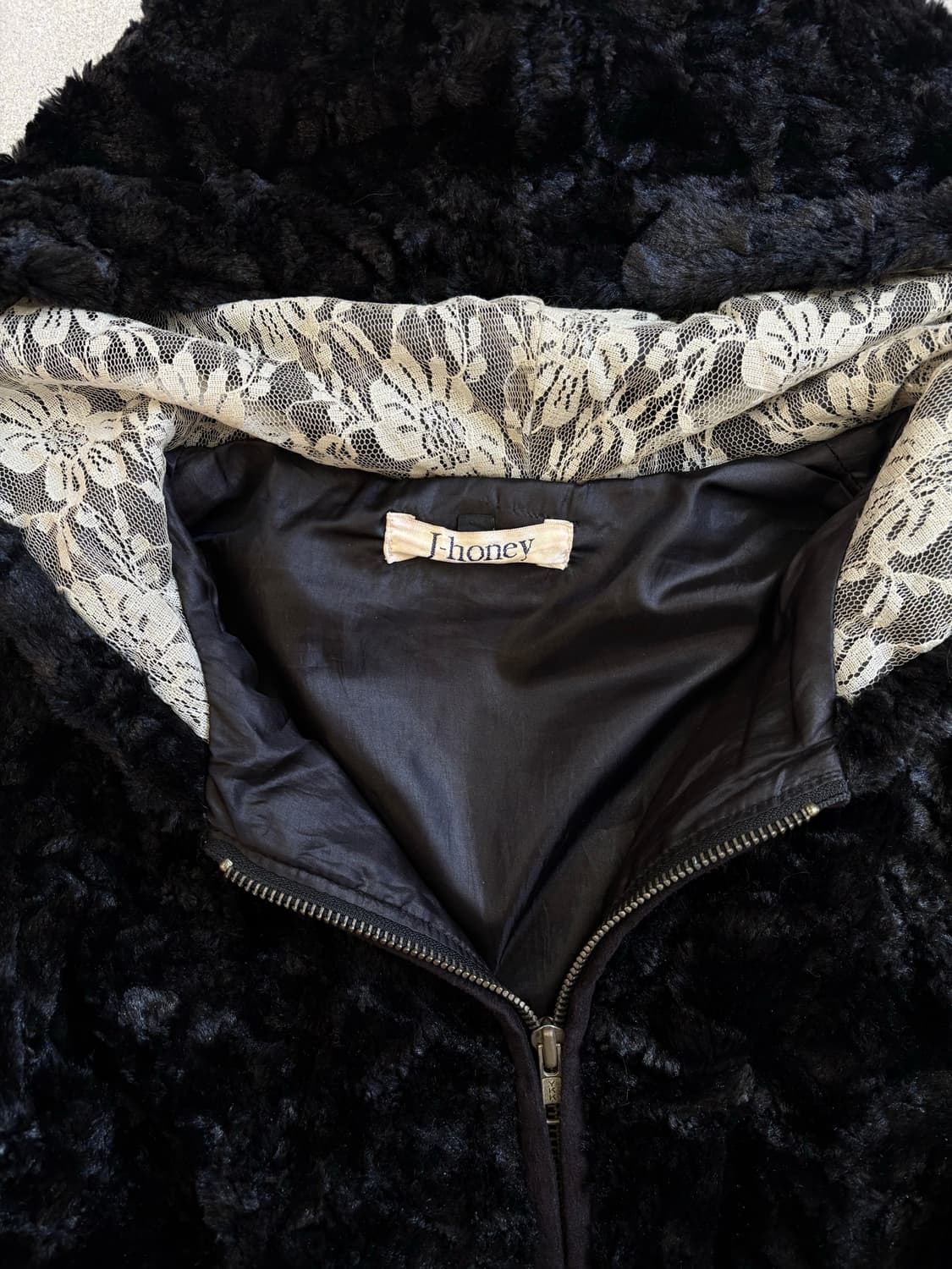 블랙 퍼 후드집업 상품이미지4