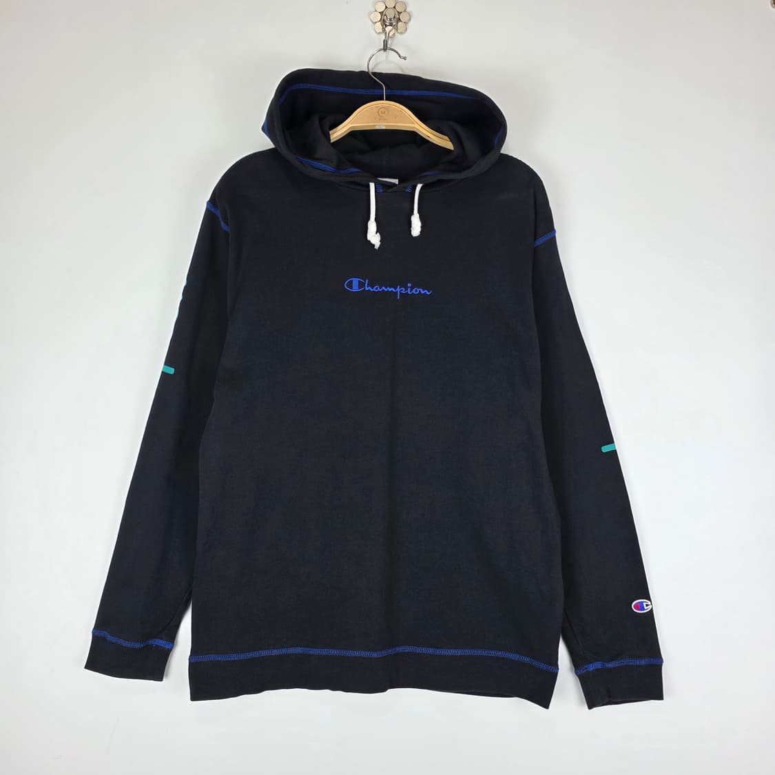 champion 블랙 로고 후드 티셔츠 상품이미지1