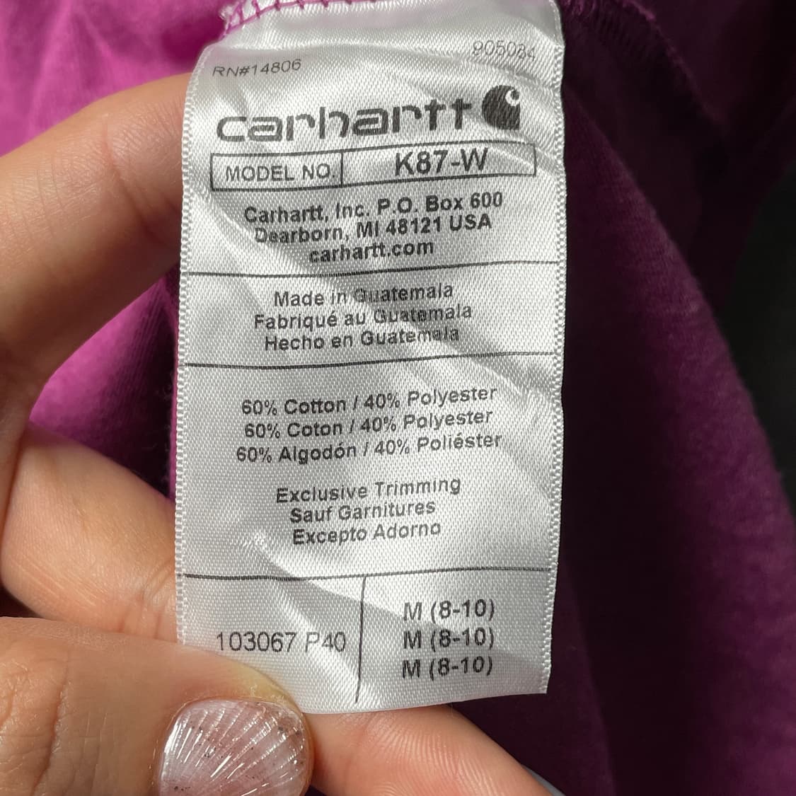 CARHARTT 칼하트K87 핑크 포켓 반팔티셔츠 A01127 상품이미지10