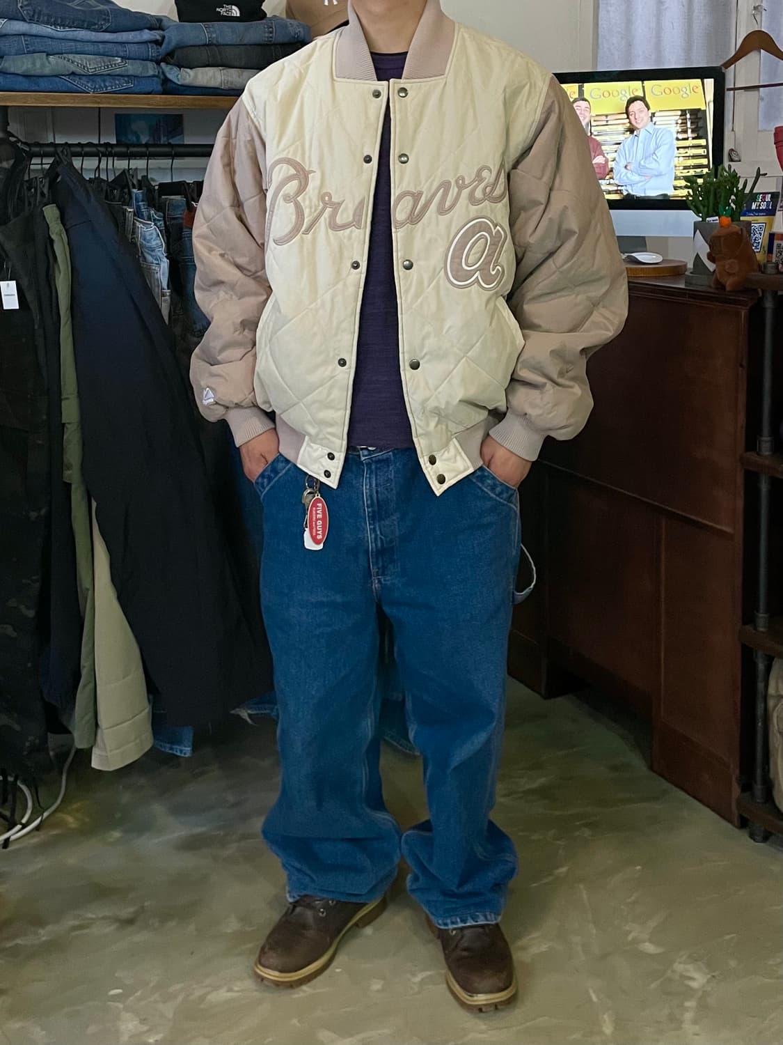 90년대  Majestic 누빔 점퍼 애틀란타 브레이브스 L 상품이미지2