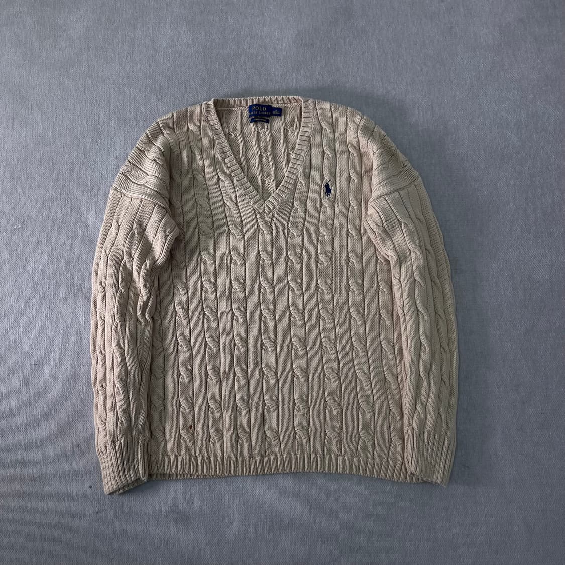 W 95 폴로랄프로렌 꽈배기 브이넥 니트 상품이미지1