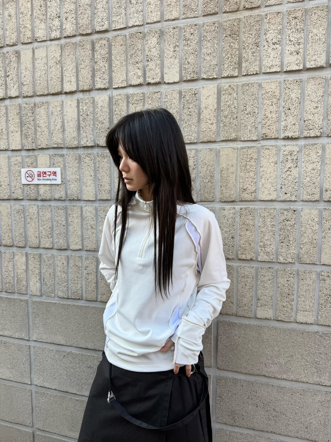 혜인 서 화이트 하프집업 져지 롱 슬리브 상품이미지9