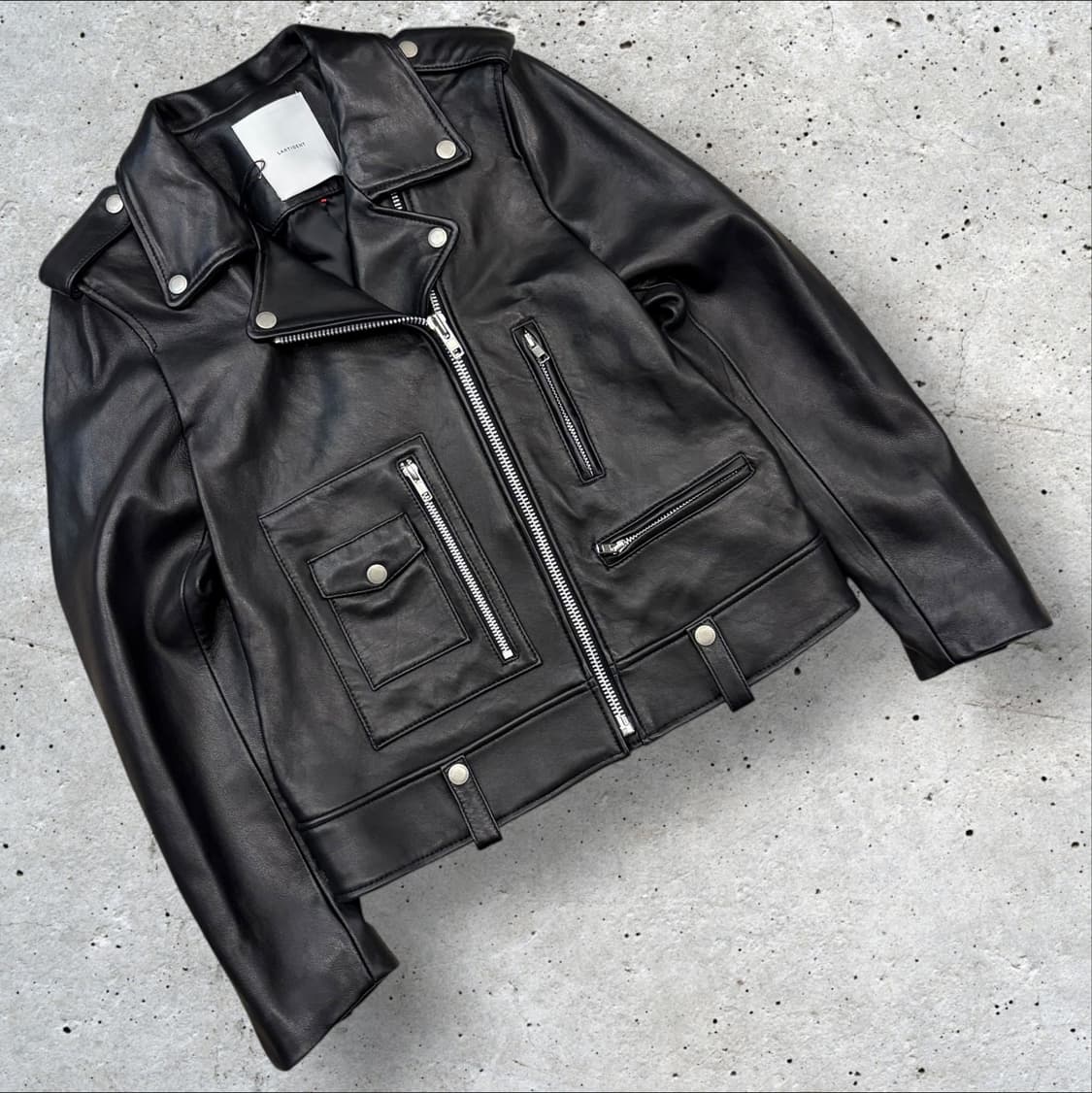 라티젠 Lartigent 램스킨 블랙 레더 라이더 자켓 C393 상품이미지1