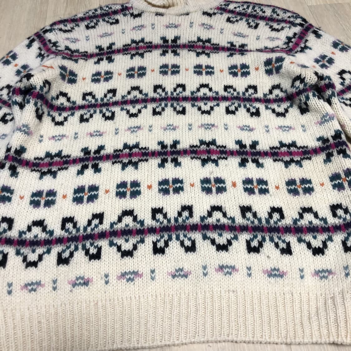 (M) 90's 엘엘빈 L.L BEAN 스코틀랜드 울 노르딕 카라 니트 상품이미지7