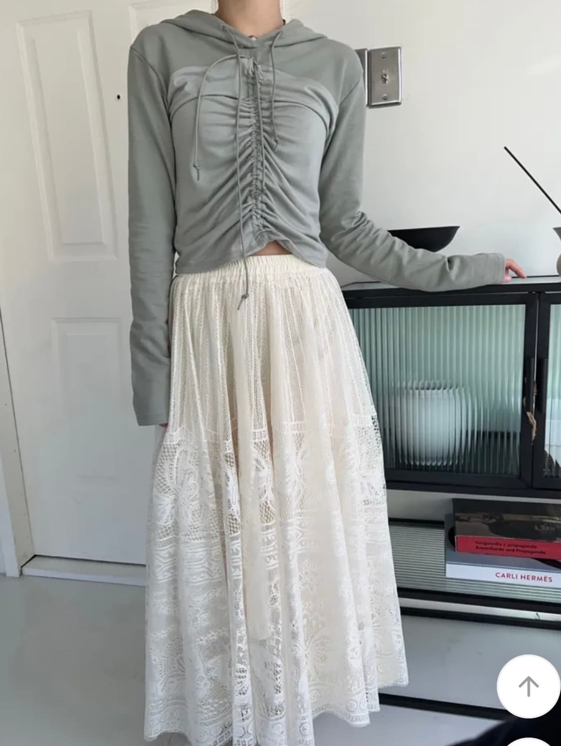 옵텐소 fairy shirring hood t-shirt _ 카키 상품이미지5