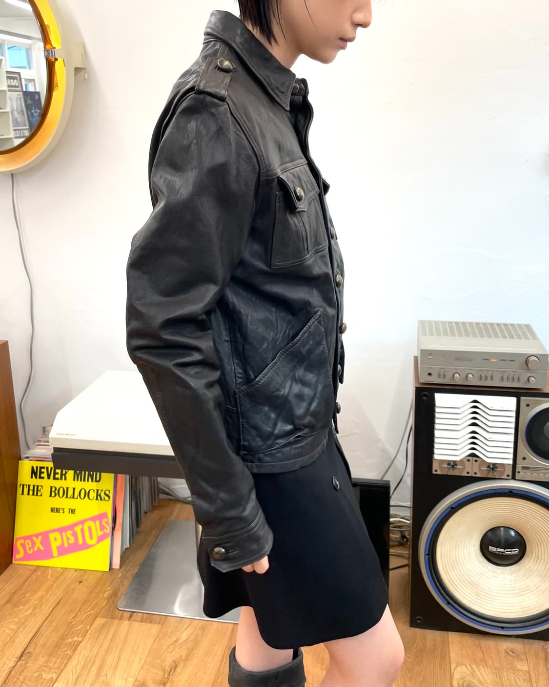 [S] 브라스 버튼 레더 자켓 상품이미지3