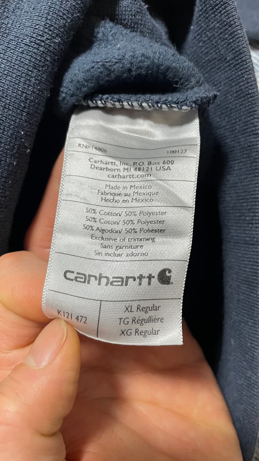 USA 00s 미국 빈티지 워크웨어 멕시코 생산 네이비 칼하트 후드티 상품이미지9