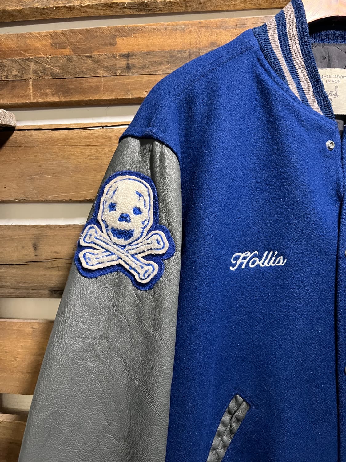 [L]90's USA 빈티지 블루 울 레더 바시티 자켓 상품이미지5