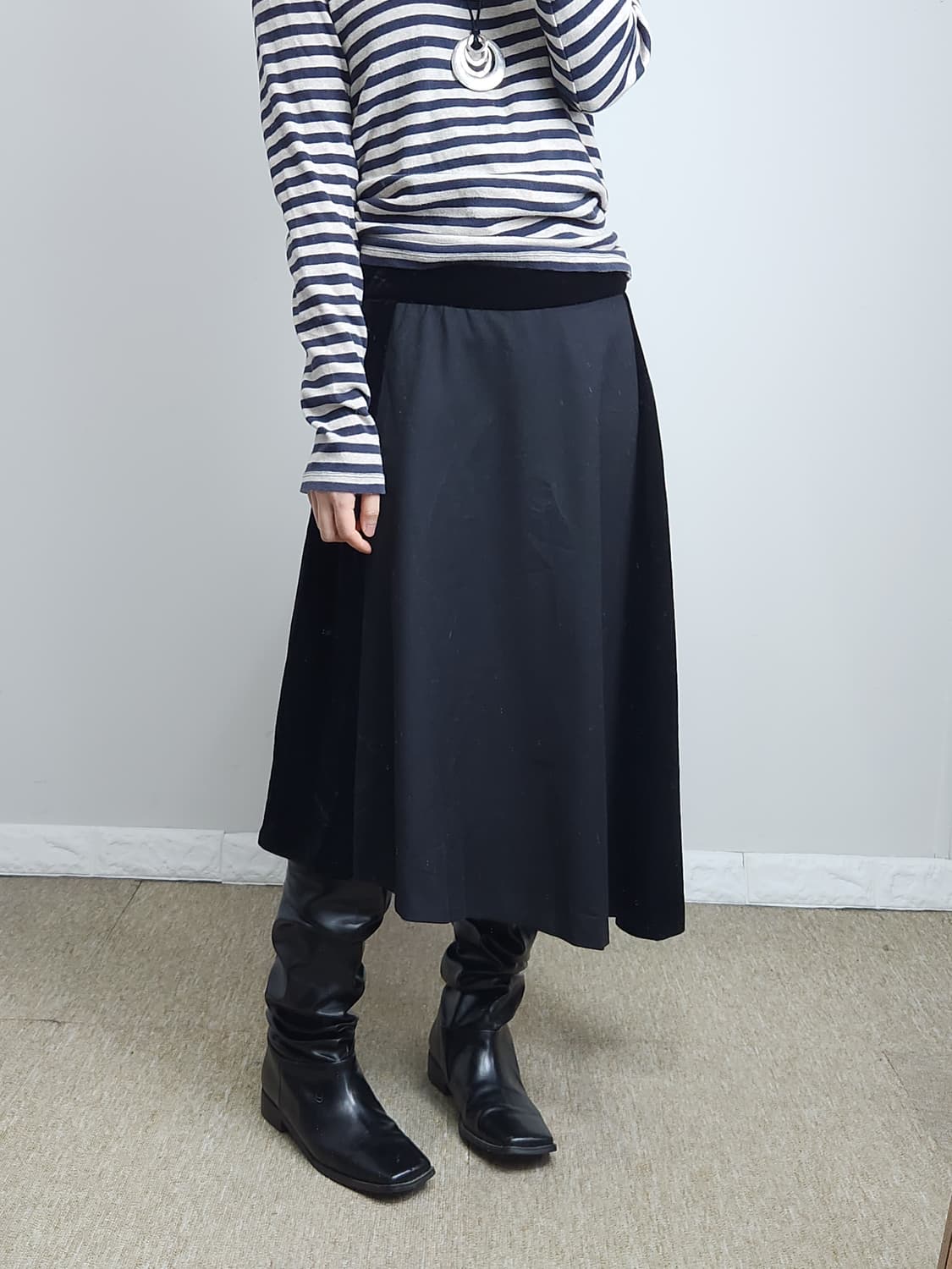 언발 벨벳 스커트 상품이미지2