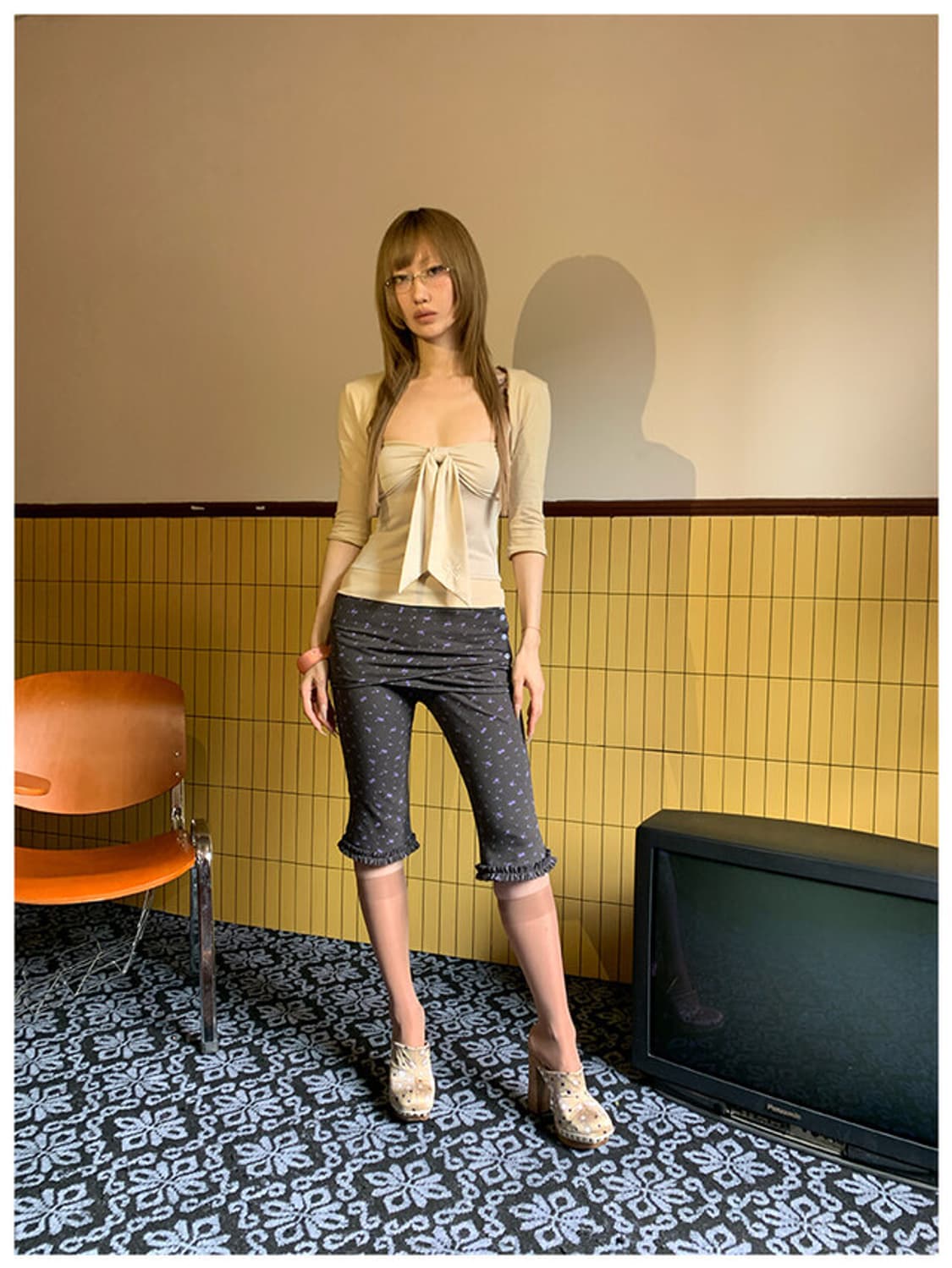 FOURFORTY 도트 레이어드 스커트팬츠 상품이미지1