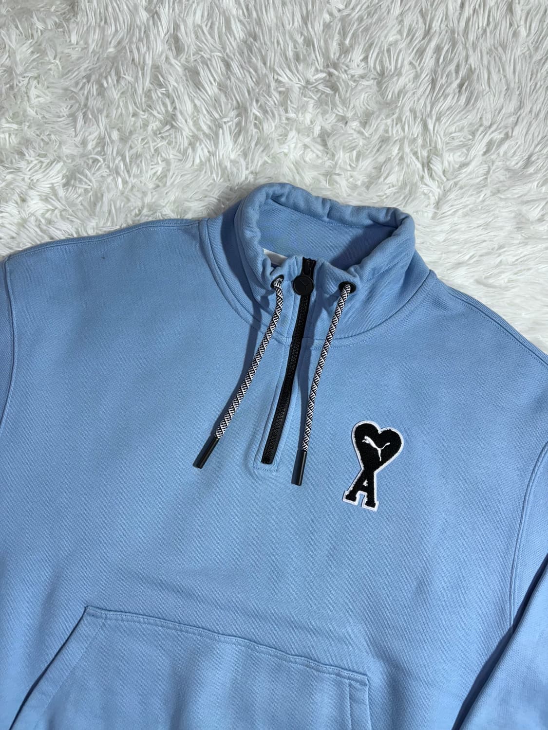 퓨마 x 아미 베이비블루 코튼 반집업  상품이미지4