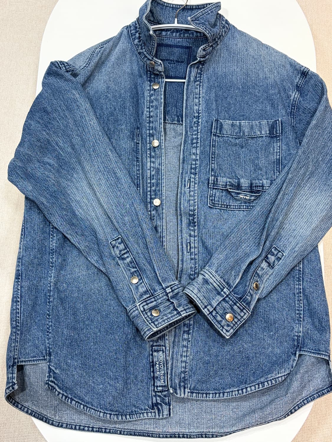 [정품]우영미 코듀로이 데님 백로고 셔츠 블루 상품이미지2