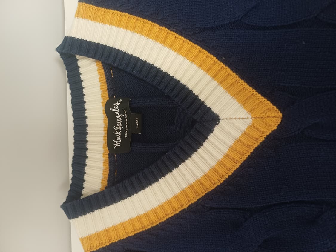 [L] 마크곤잘레스 엔젤 로고 케이블 V넥 니트 (네이비) 상품이미지3